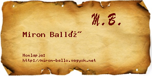 Miron Balló névjegykártya